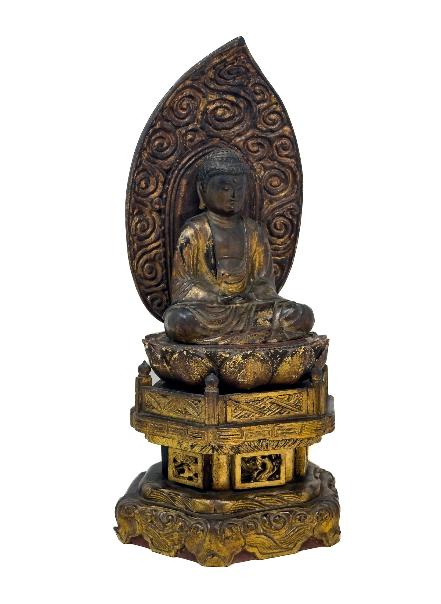 Antique Japanese Gilt Wood Amida Buddha