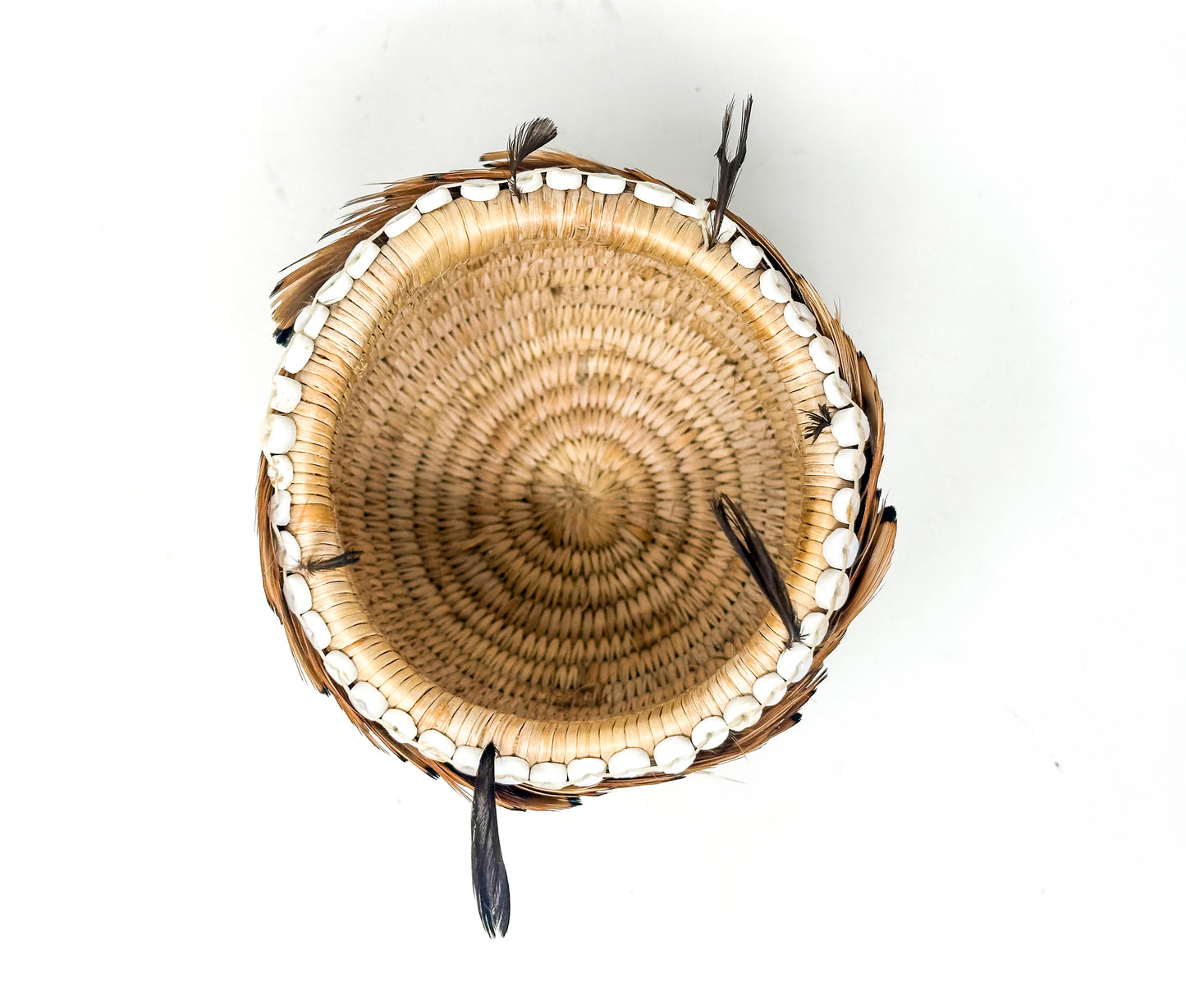 Vintage Pomo Feathered Basket