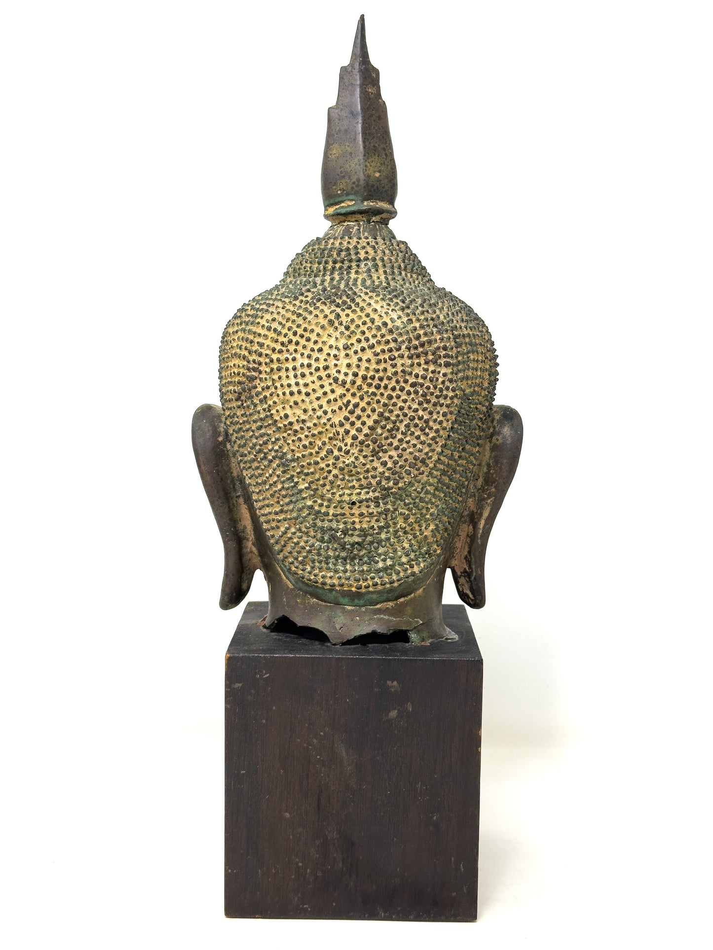 Antique Khmer Bronze Head Of Buddha