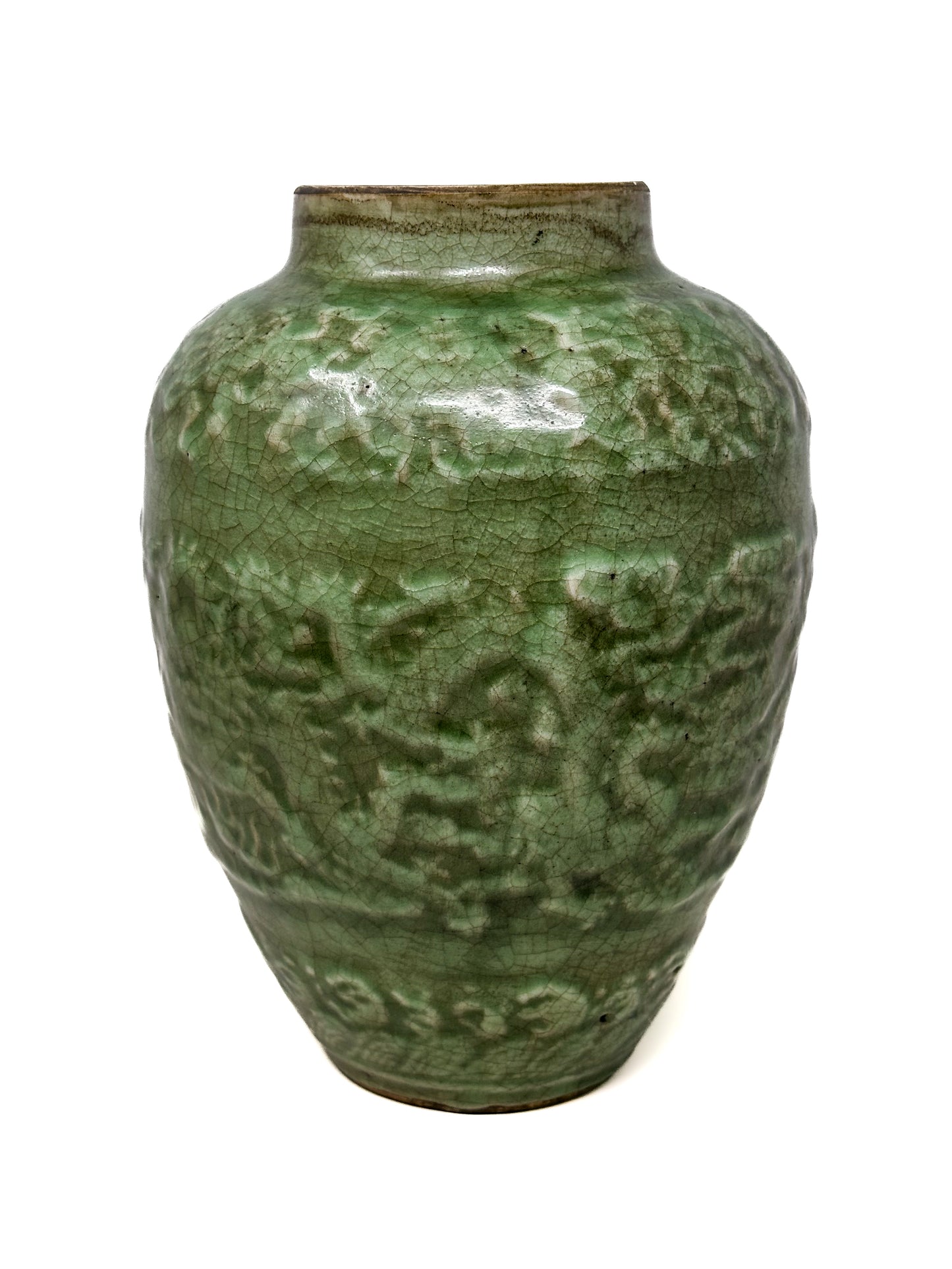 Antique Chinese Celadon Dragon Vase