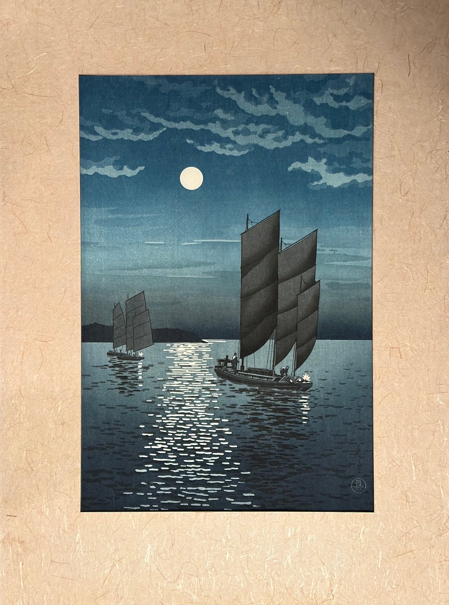 Boats at Shinagawa, Night by Tsuchiya Koitsu