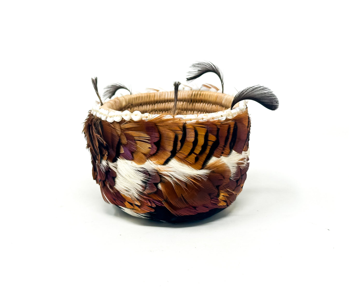 Vintage Pomo Feathered Basket