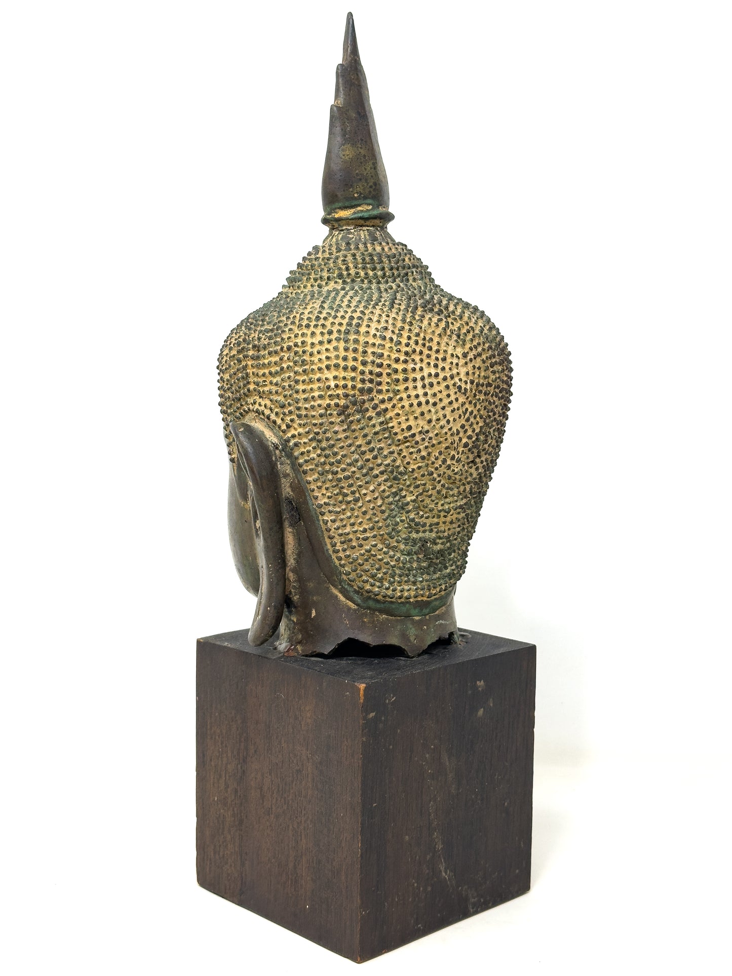 Antique Khmer Bronze Head Of Buddha