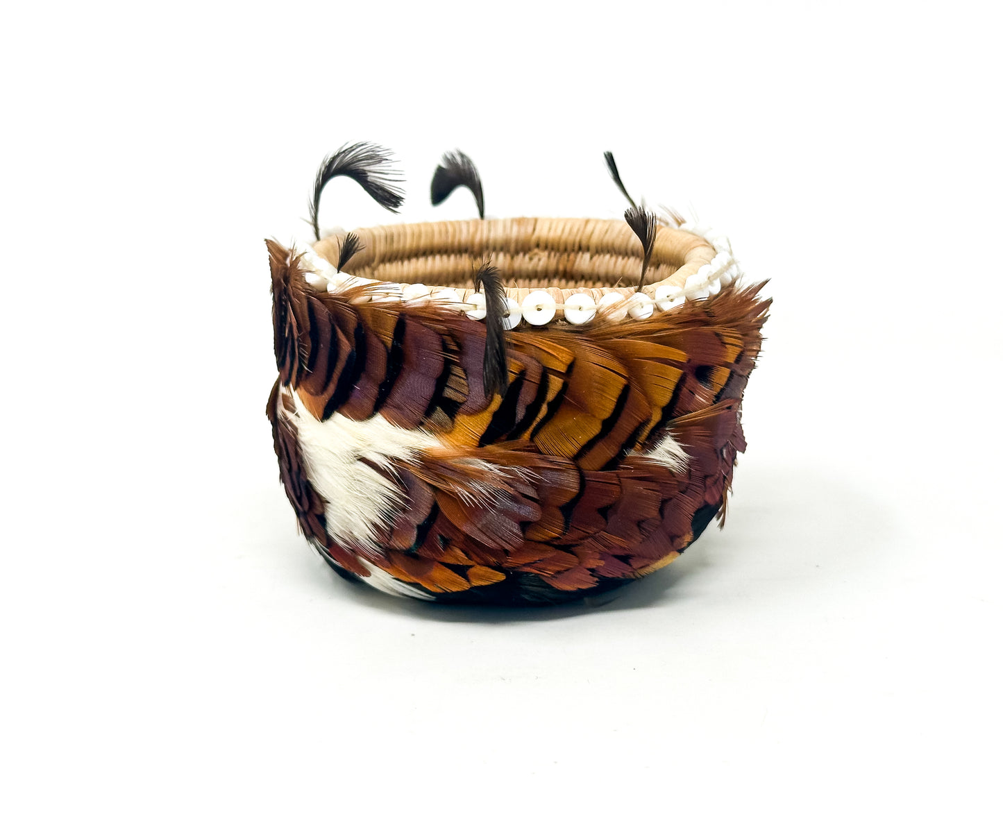 Vintage Pomo Feathered Basket