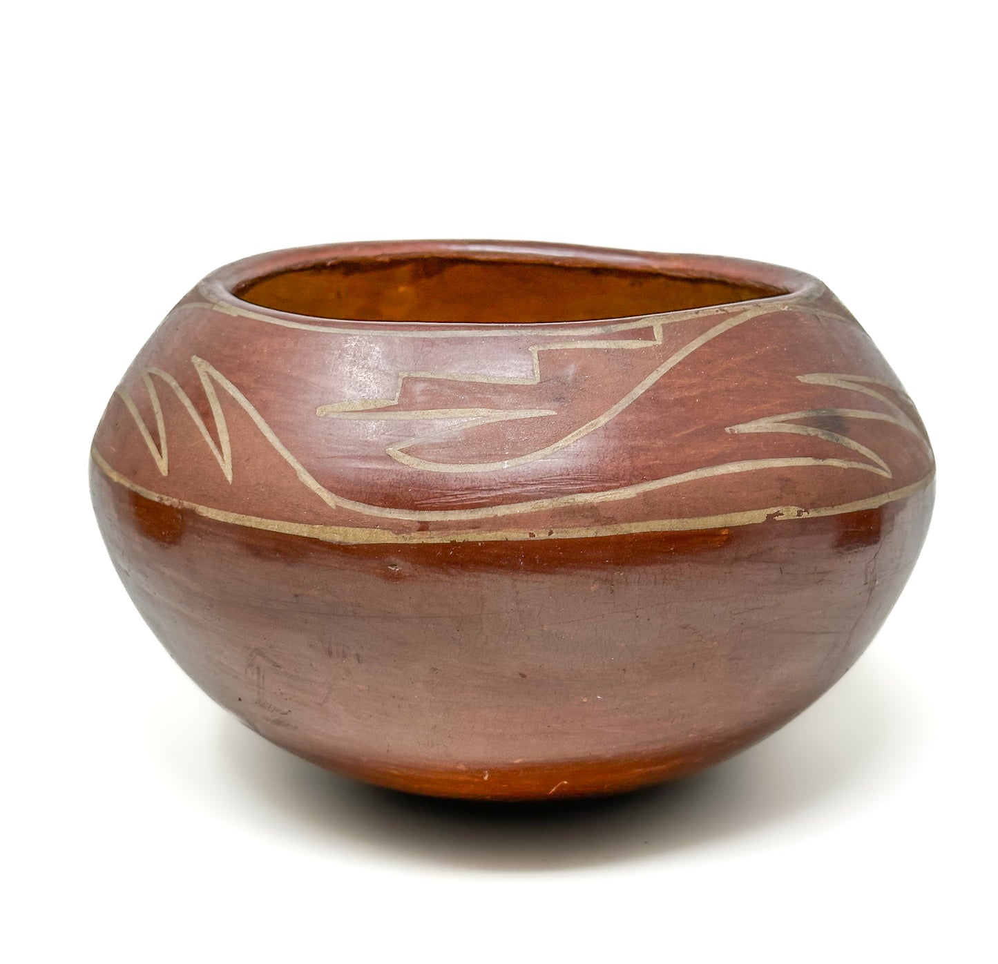 Antique Santa Clara Pottery Avanyu Bowl