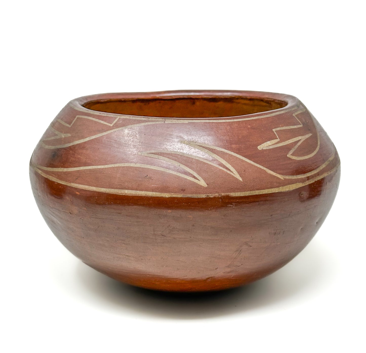 Antique Santa Clara Pottery Avanyu Bowl