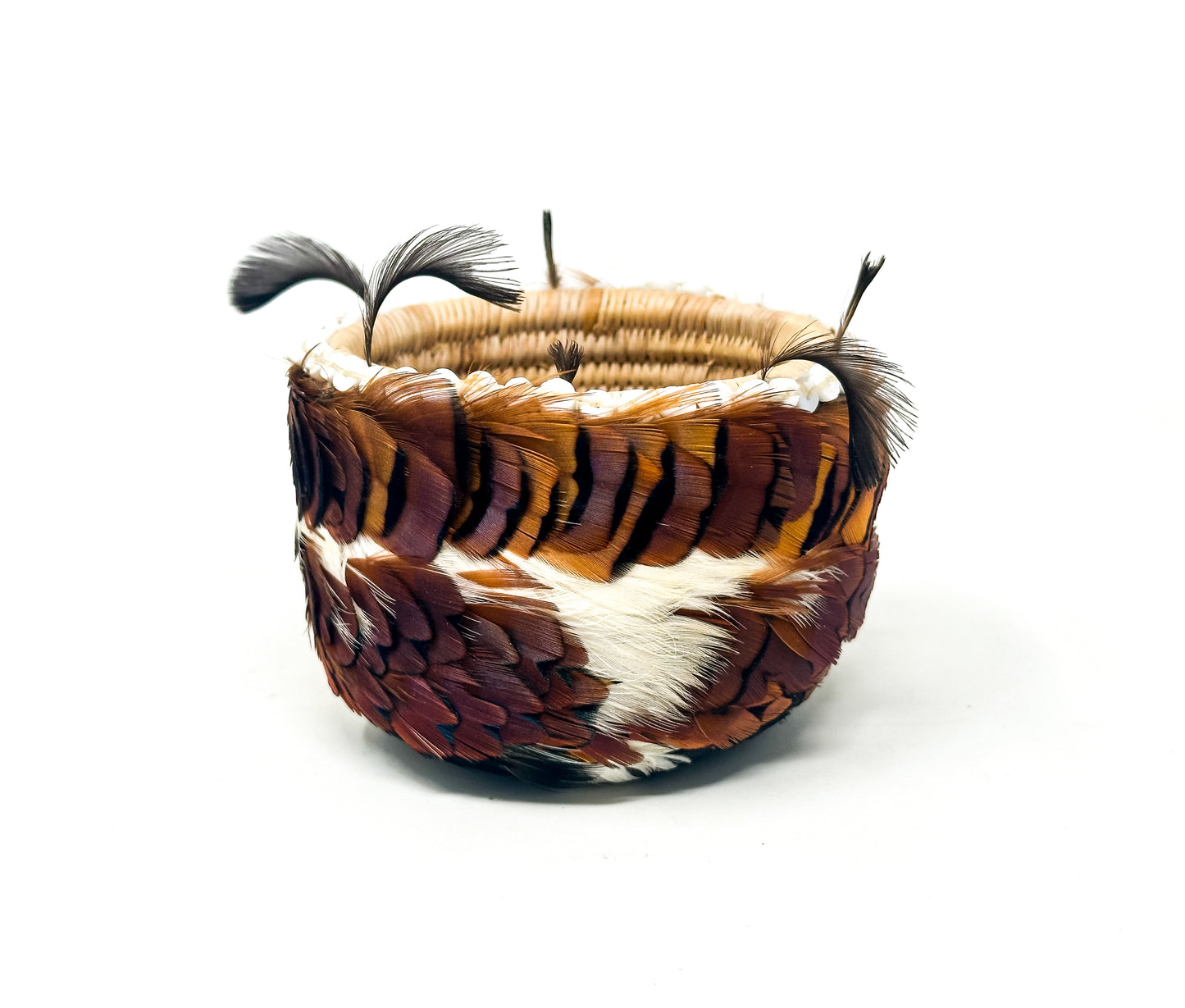 Vintage Pomo Feathered Basket