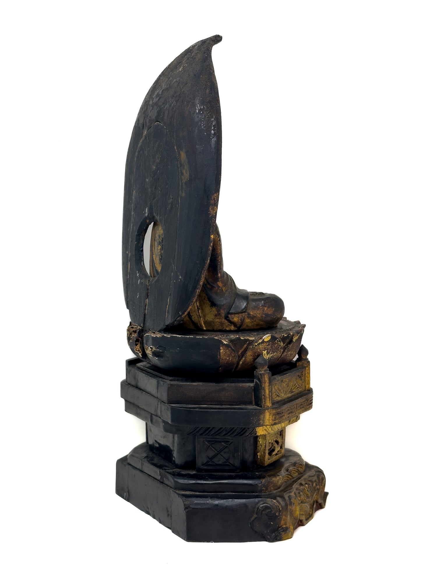 Antique Japanese Gilt Wood Amida Buddha