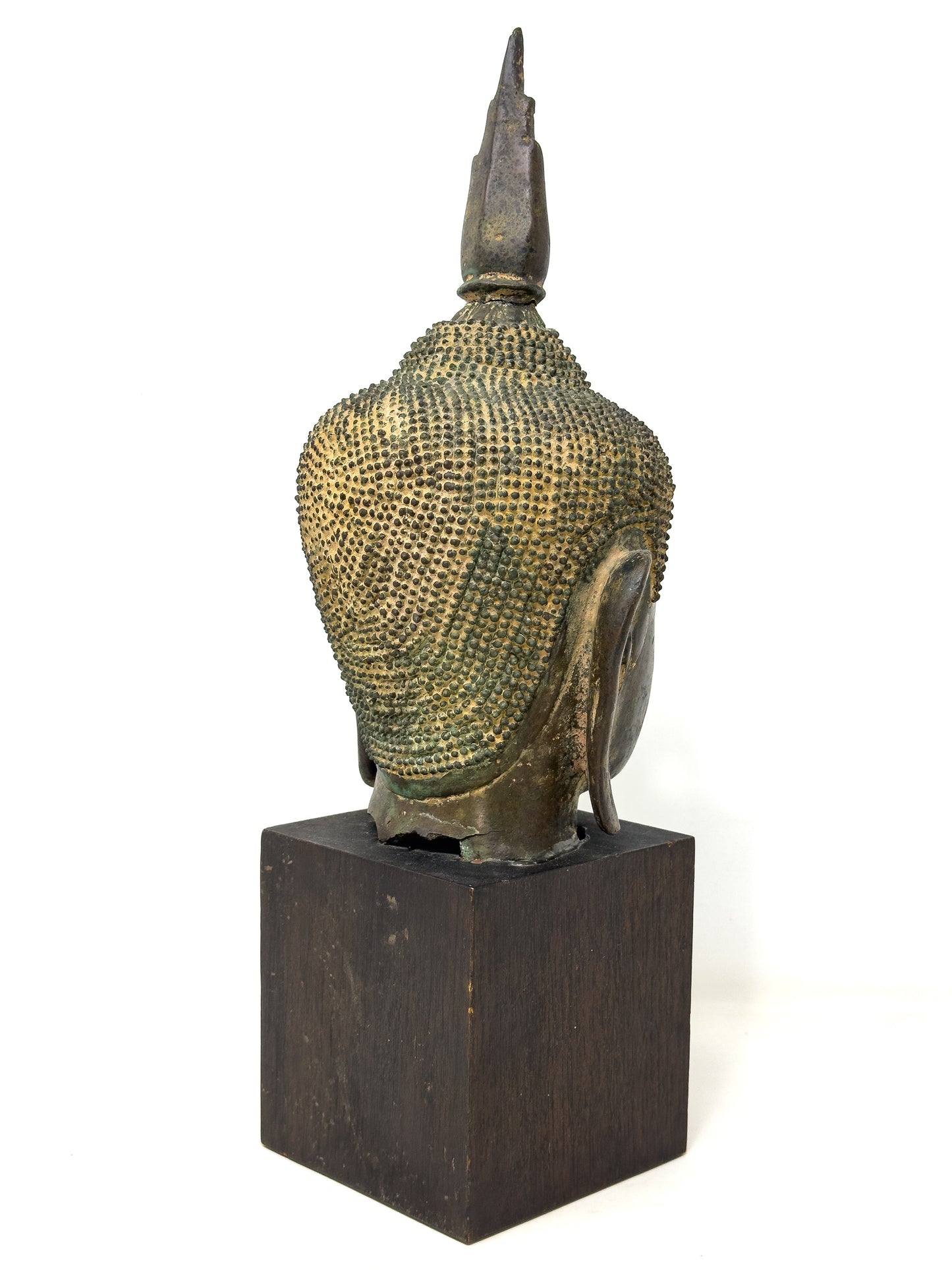 Antique Khmer Bronze Head Of Buddha