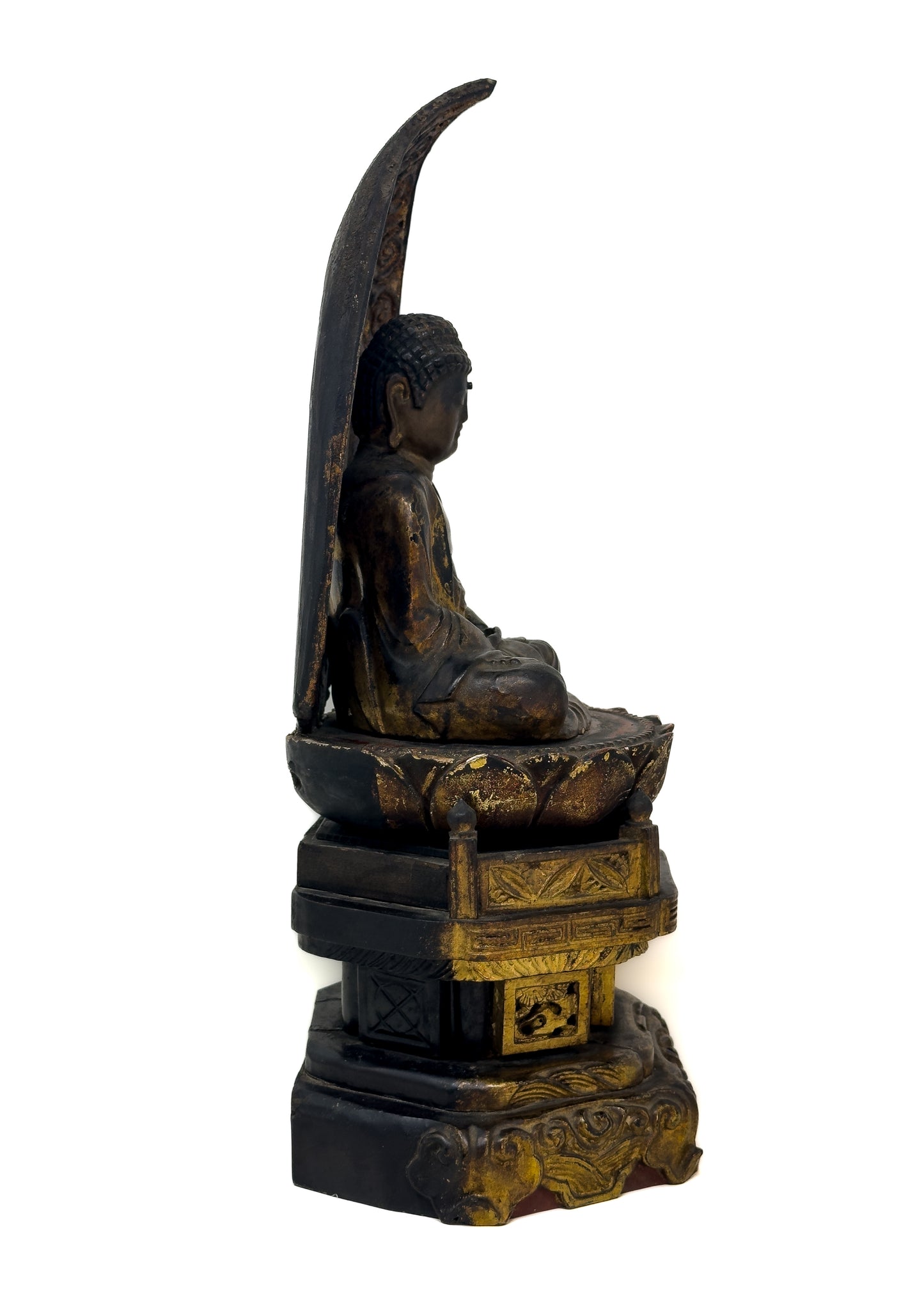 Antique Japanese Gilt Wood Amida Buddha