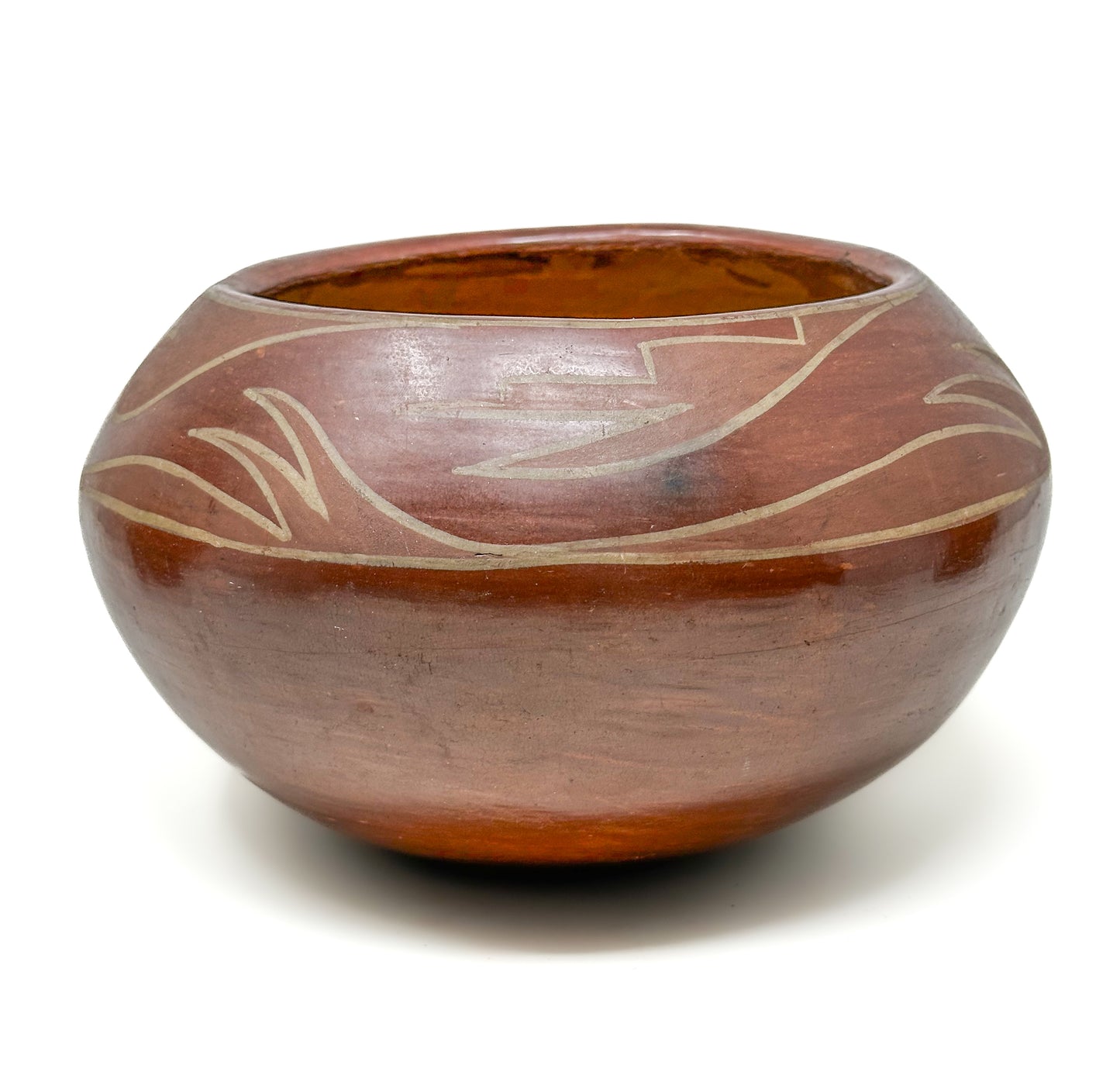 Antique Santa Clara Pottery Avanyu Bowl